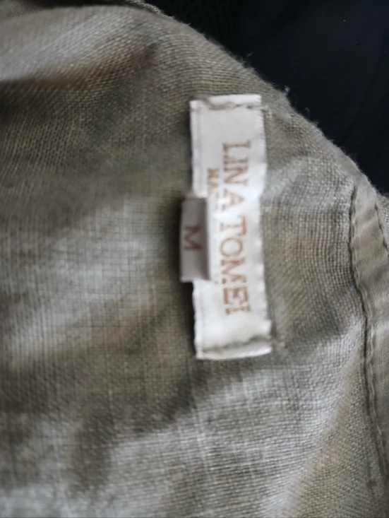 LINA TOMEI sage green sequin linen shift mini dress - Picture 2 of 7